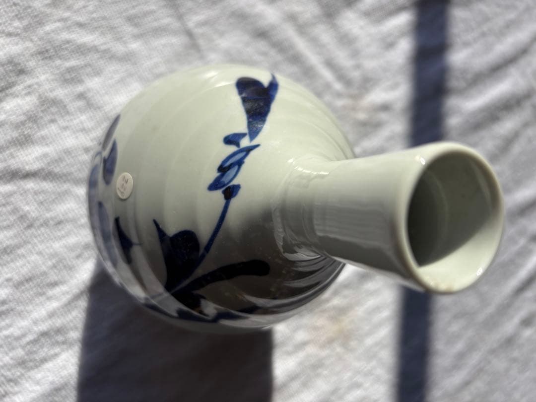 砥部焼　寿山　染付草花文　徳利　 花瓶　アンティーク小物