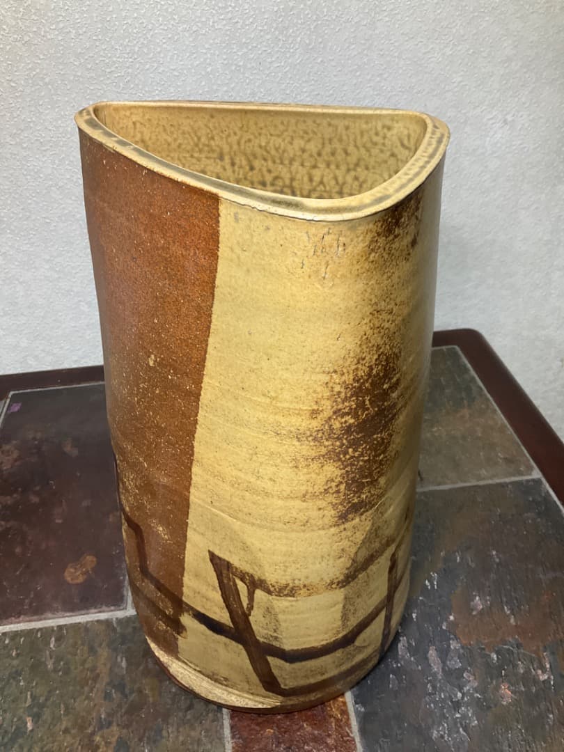 【お値下げ】萩焼　玉俤山　野坂江月堂　伊羅保手　花器　希少