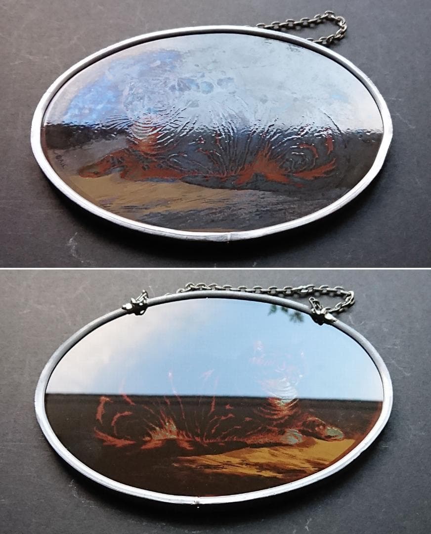 アメリカ ステンドグラス Cat 猫シカゴ美術館グラスマスターズ社にゃんこ