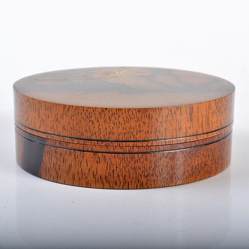 茶道具　福田耕一作　黒柿　鈴虫蒔絵　螺鈿装飾　香合　共箱　M　R4255