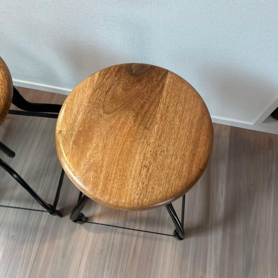 アンティークスツール 高さ調整可能 2脚セット