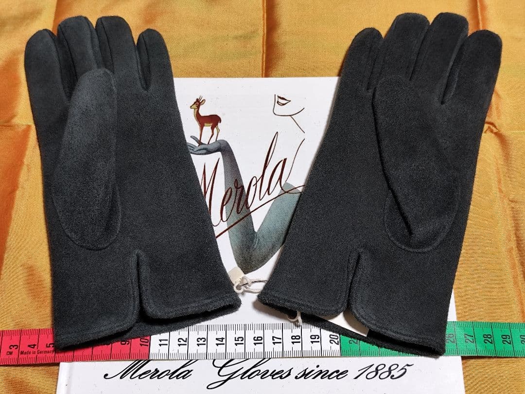 今季 メローラ スエードグレー カシミア黒 グローブ 革手袋 MEROLA