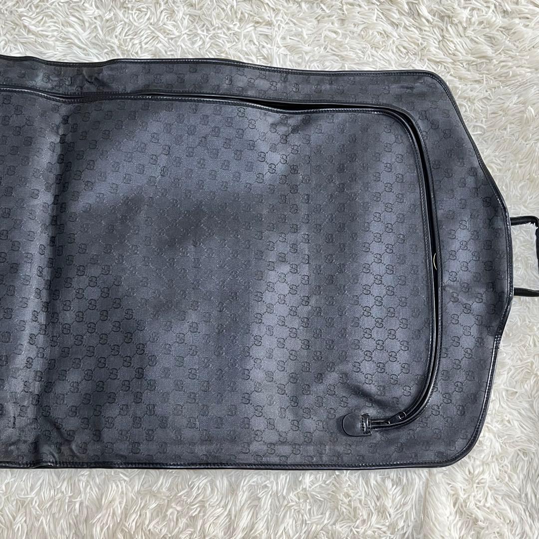 【美品】オールドグッチ　ガーメントバッグ　ネームタグ　GGキャンバス　ブラック