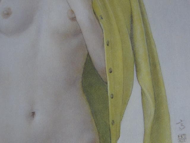 高塚省吾、【レモン色のカーディガン】、希少な額装用画集より、新品額装付、状態良好