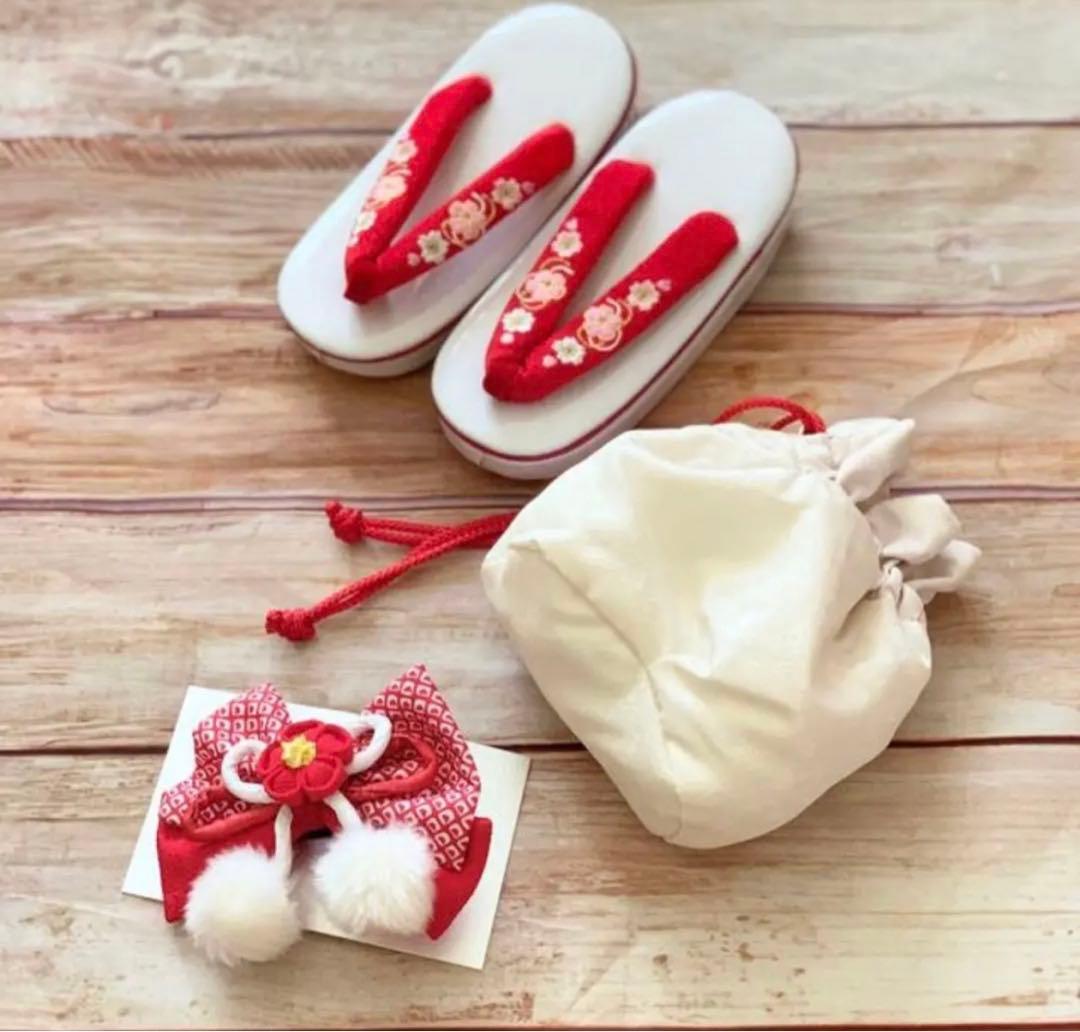 【白×ピンク絞り風】七五三 3歳 着物　被布コート12点セット　女の子　千歳飴