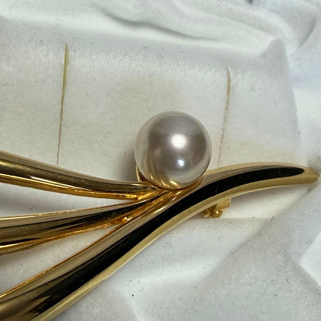 極美品✨ MIKIMOTO パール ブローチ 本真珠 ゴールドメッキ 10mm