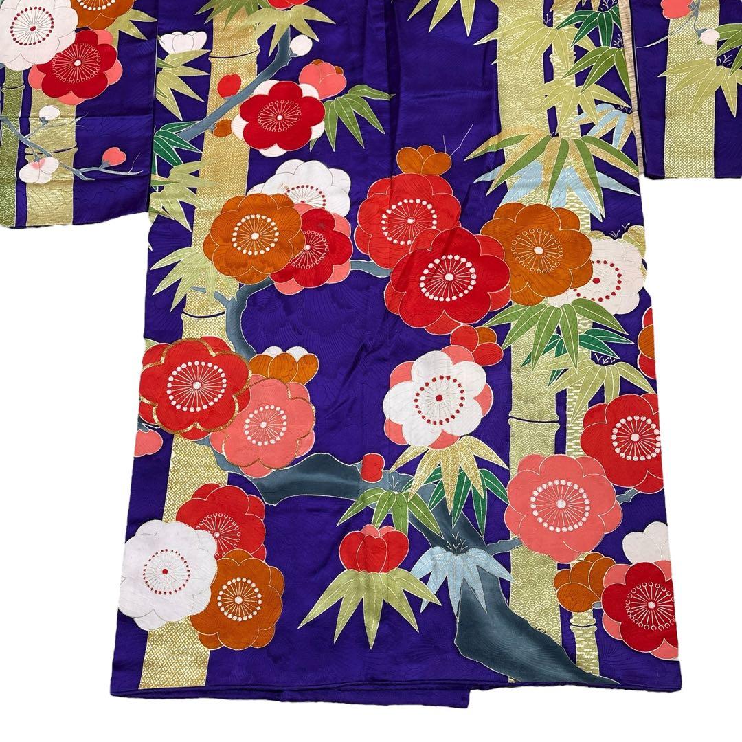 (う67) 紫翠(しすい)の花鼓✨梅彩きらめく雅のアンティーク振袖㊗️ ③点セット