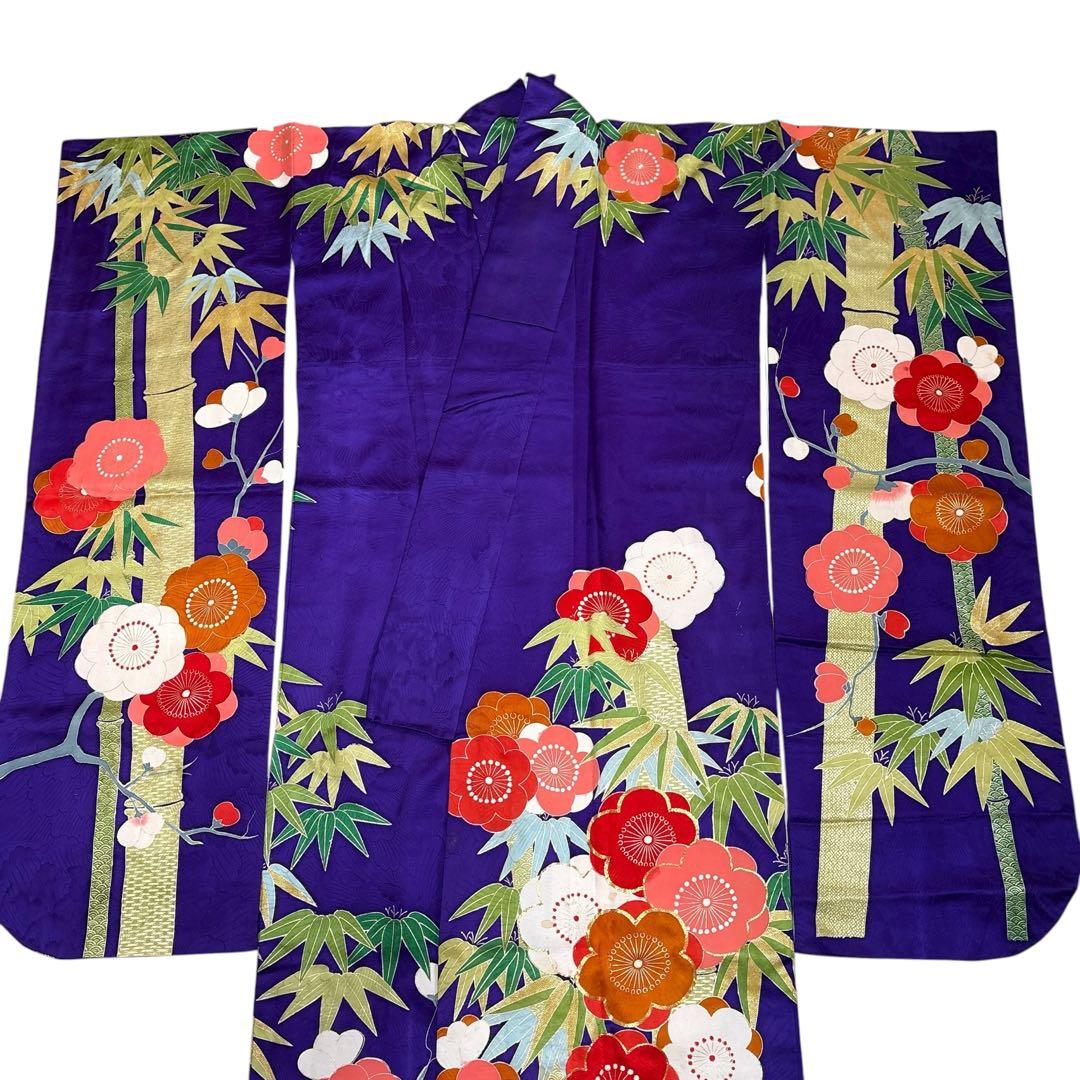 (う67) 紫翠(しすい)の花鼓✨梅彩きらめく雅のアンティーク振袖㊗️ ③点セット