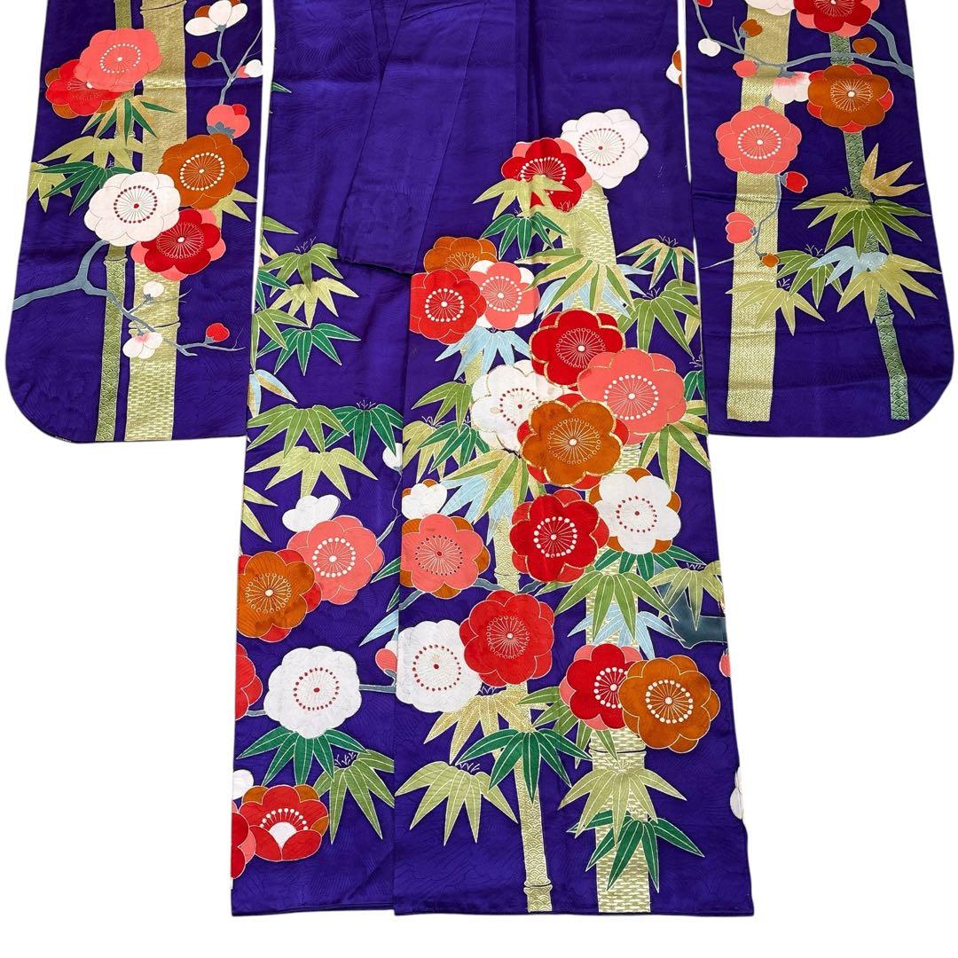 (う67) 紫翠(しすい)の花鼓✨梅彩きらめく雅のアンティーク振袖㊗️ ③点セット