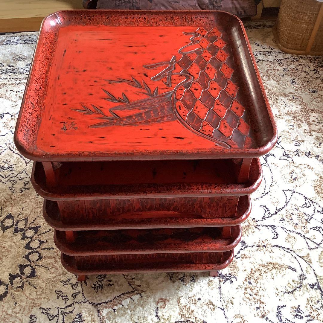 鎌倉彫漆塗り　宗和膳　十一脚