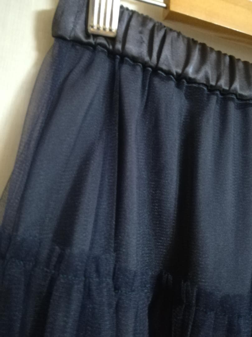 MUVEIL ビオラ刺繍 チュールスカート フラワー ネイビー サイズ40