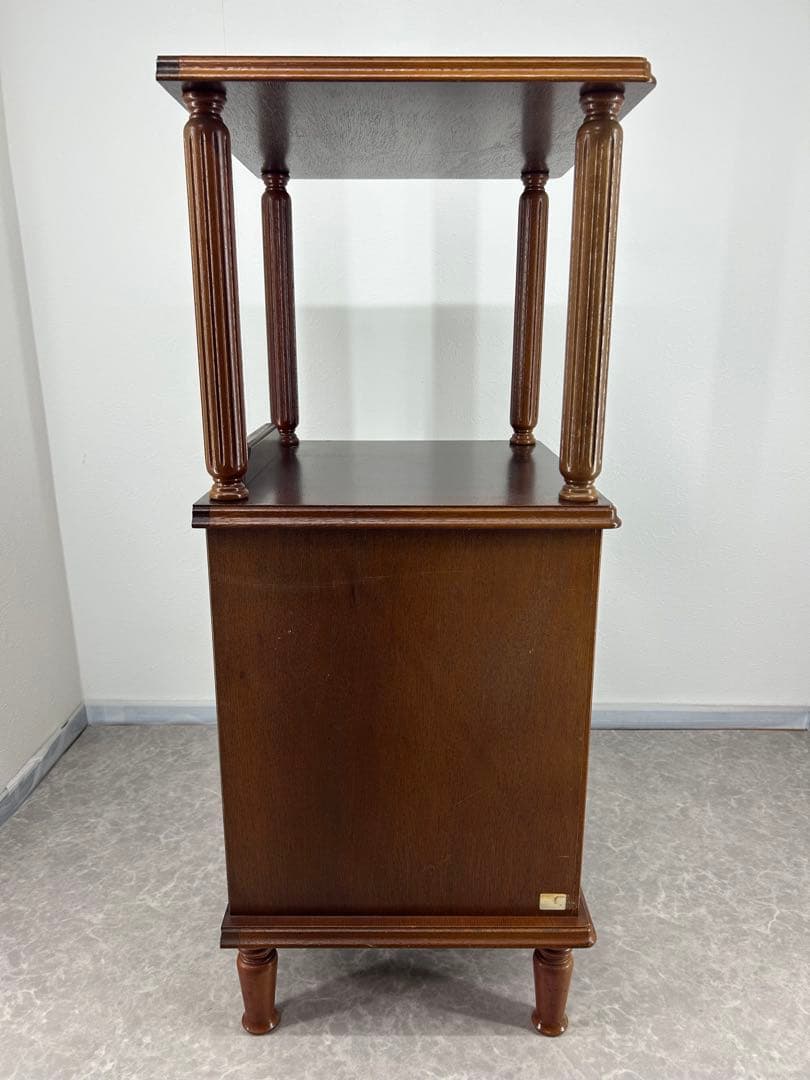 送料込み【木製電話台 サイドテーブル3段引き出し付き 高さ 約85.5cm】