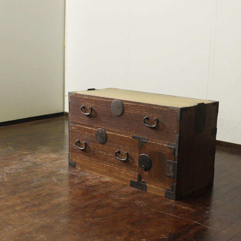 古い時代箪笥 前桐古家具/和家具/和骨董/店舗什器/ローボード/チェスト/収納