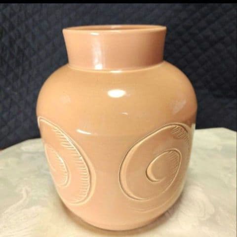 超レアー、スージークーパー、アールデコ、手彫り模様の花びん、約100年前の作品