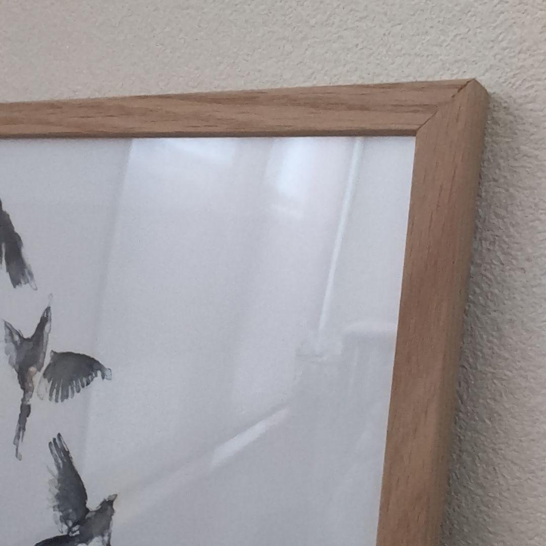 鳥の群れ 水彩画風 アートフレーム 50×70cm 「FLYING　HIGH」