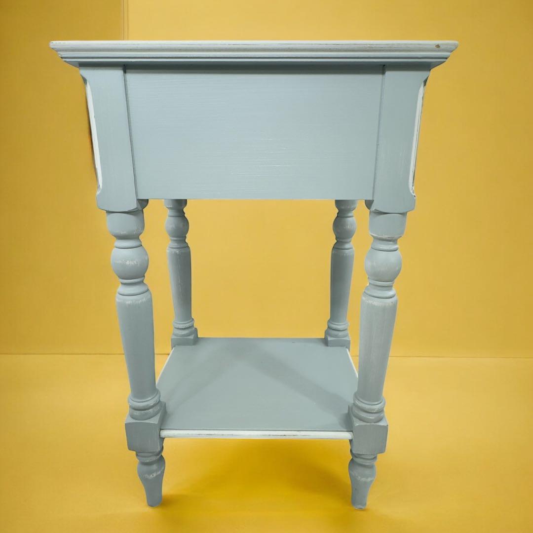 フランス カントリーコーナー サイドテーブル ホワイトグレーアンティーク家具