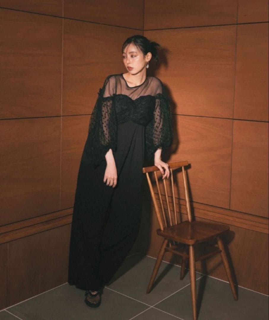 ［sasa］【ANDRESD】 flocky dot dress