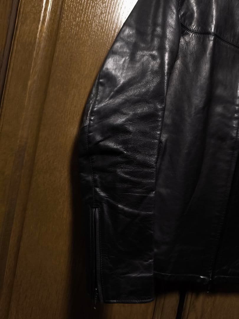 ラウンジリザード　ハイネック カウレザージャケット　サイズ3　ブラック