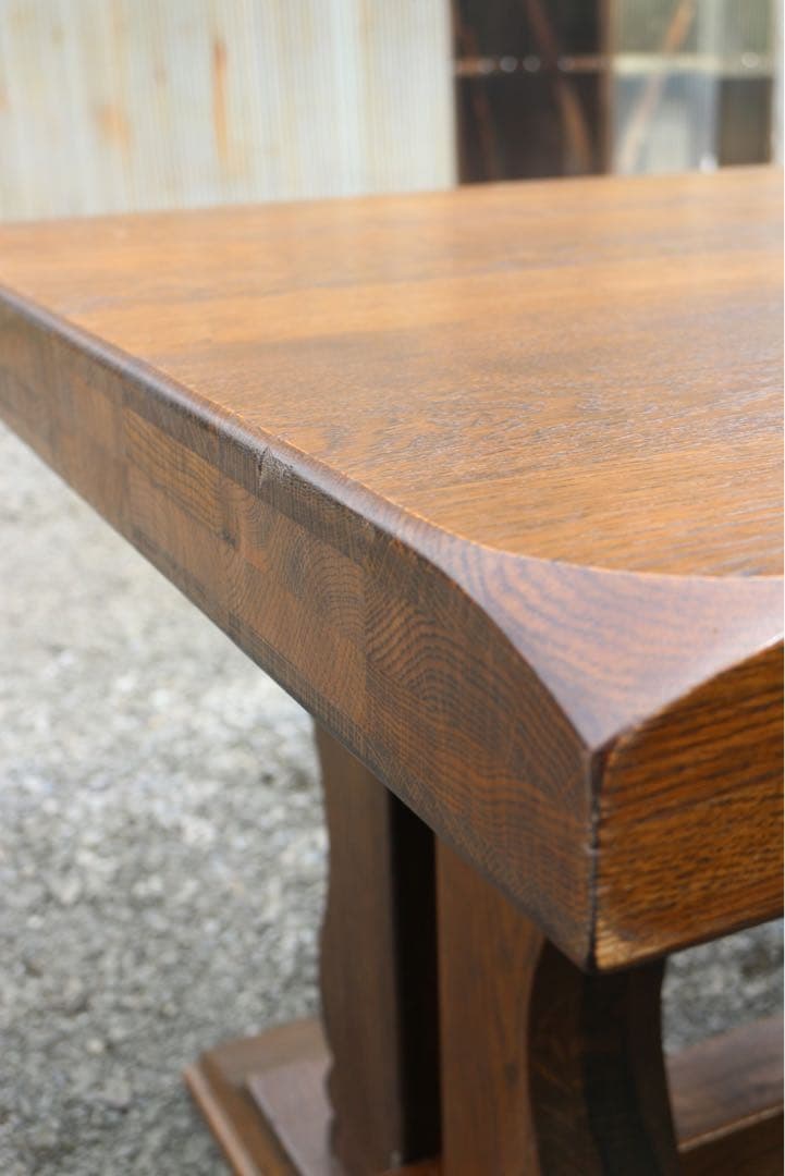 天然木総ナラ材ダイニングテーブル　重厚天然総オーク無垢ハープ型楔脚購入時70万！