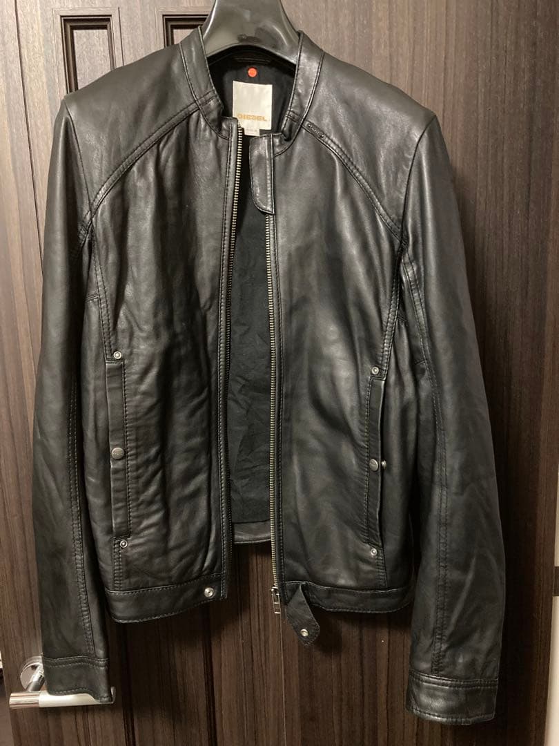 DIESEL ブラックレザーシングルライダース M