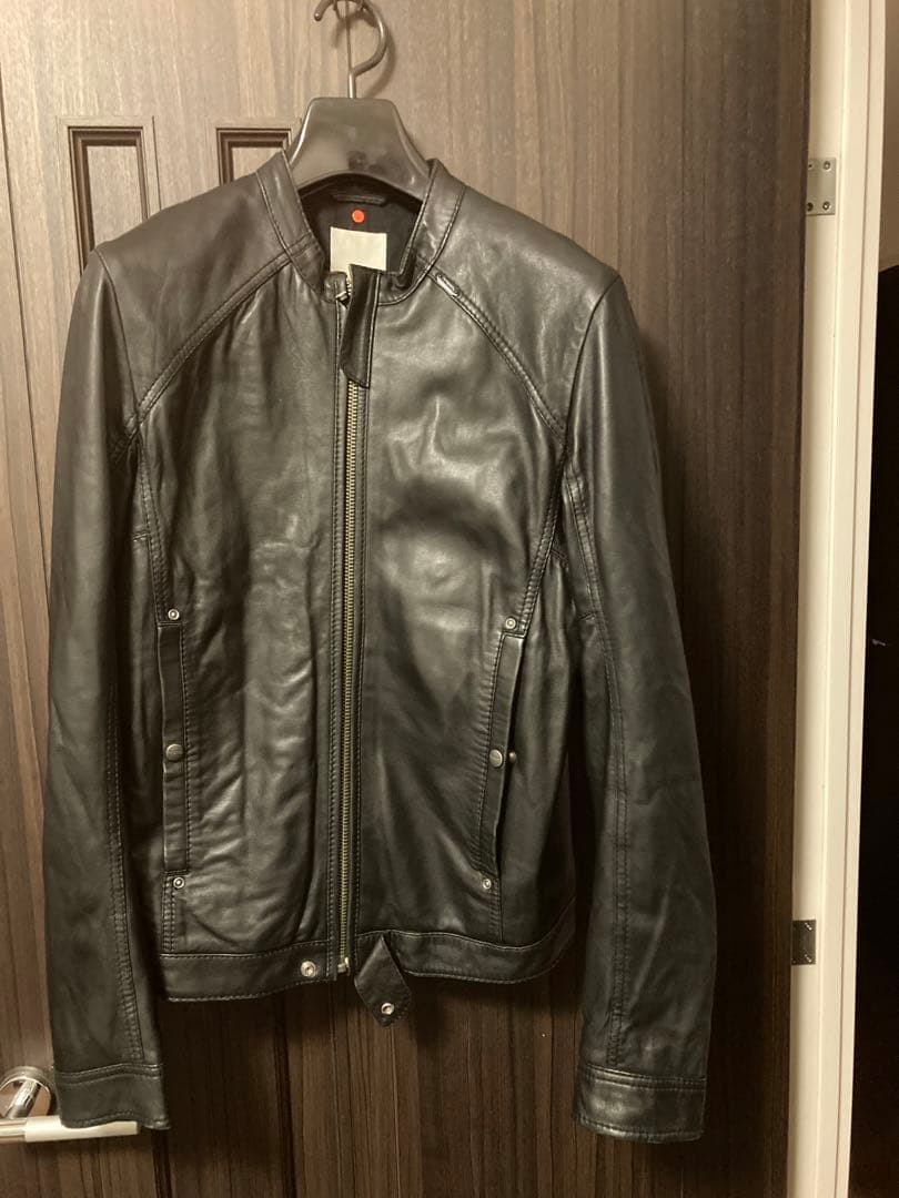 DIESEL ブラックレザーシングルライダース M