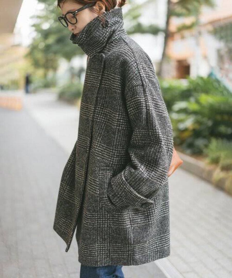 （24AW）Spick & Span Wスライバーチェックハーフコート