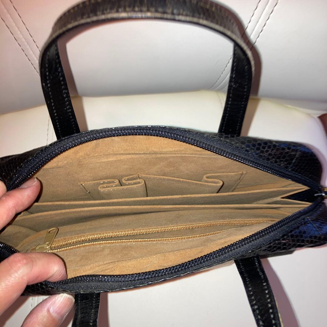 JRA リザードスキン ハンドバッグ 黒