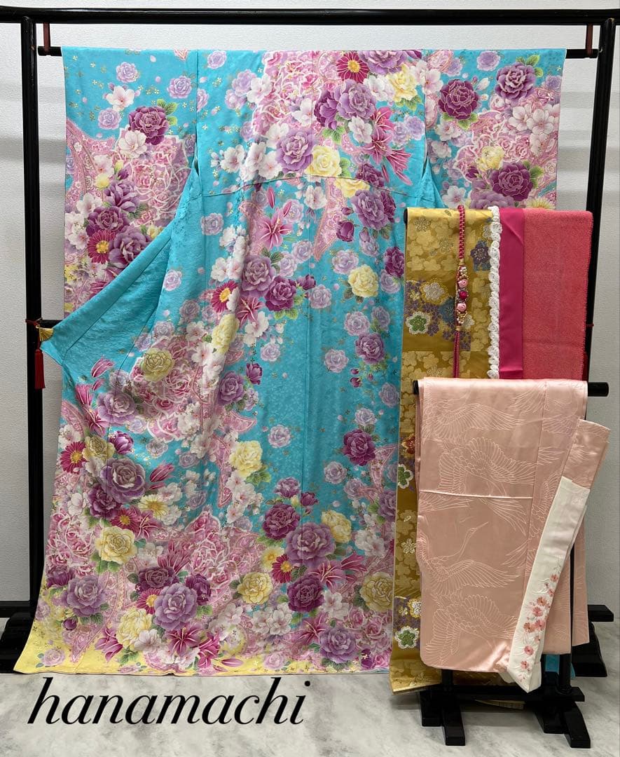 振り袖　フルセット　別誂長襦袢　金彩加工　長尺袋帯　成人式　結婚式　695