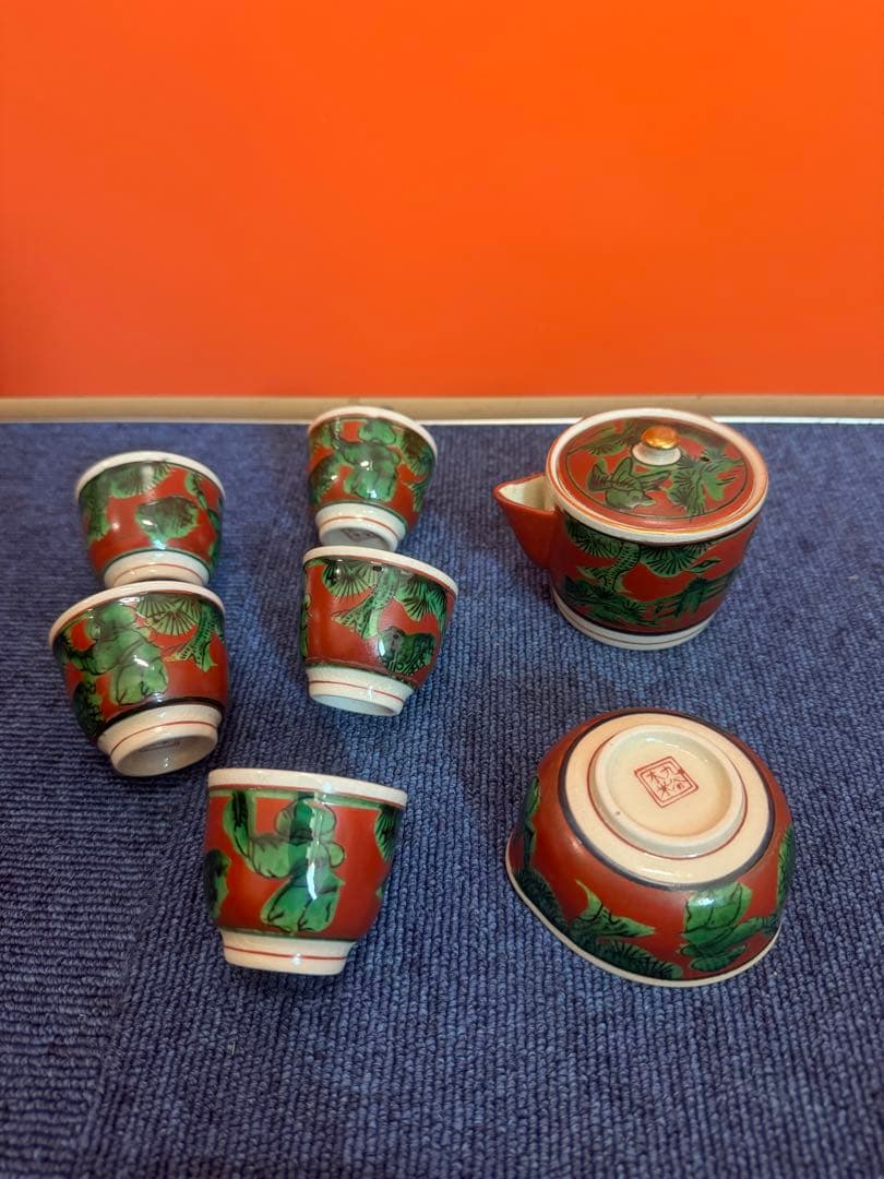1899 九谷焼 木米 茶器セット　宝瓶1客　湯冷し1客　湯呑5客　未使用