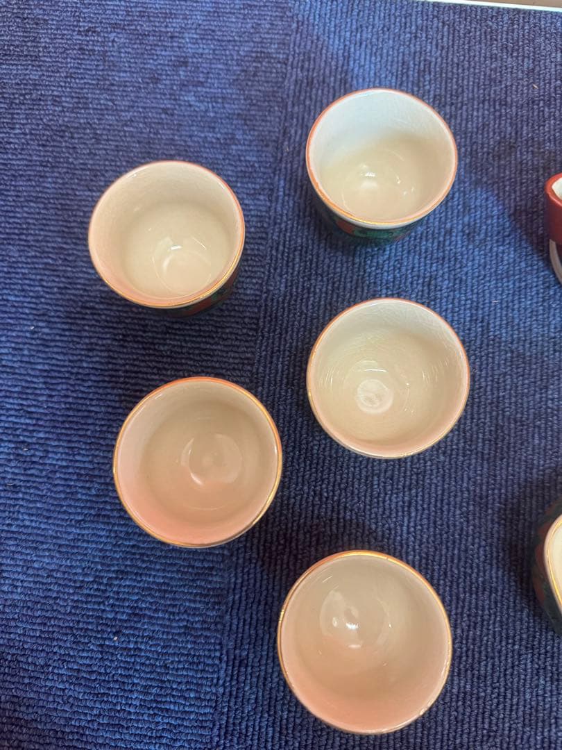 1899 九谷焼 木米 茶器セット　宝瓶1客　湯冷し1客　湯呑5客　未使用