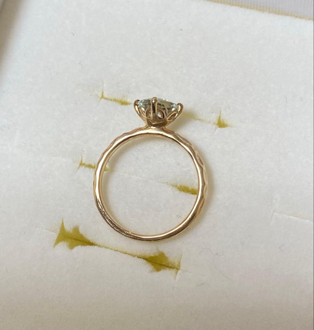 ☆極美品☆ジュエリーツツミ グリーンアメジストリング YG K10 8号