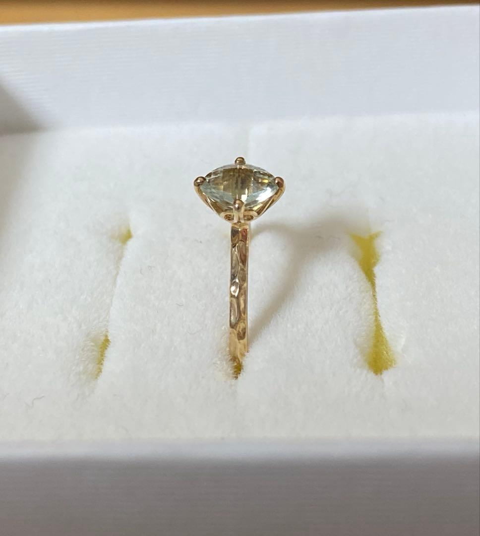 ☆極美品☆ジュエリーツツミ グリーンアメジストリング YG K10 8号