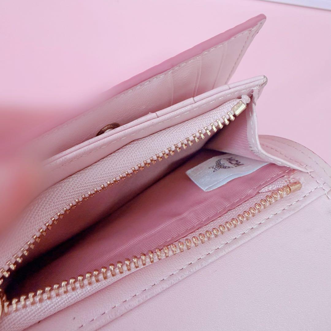 MCM ピンクレザー 三つ折り財布