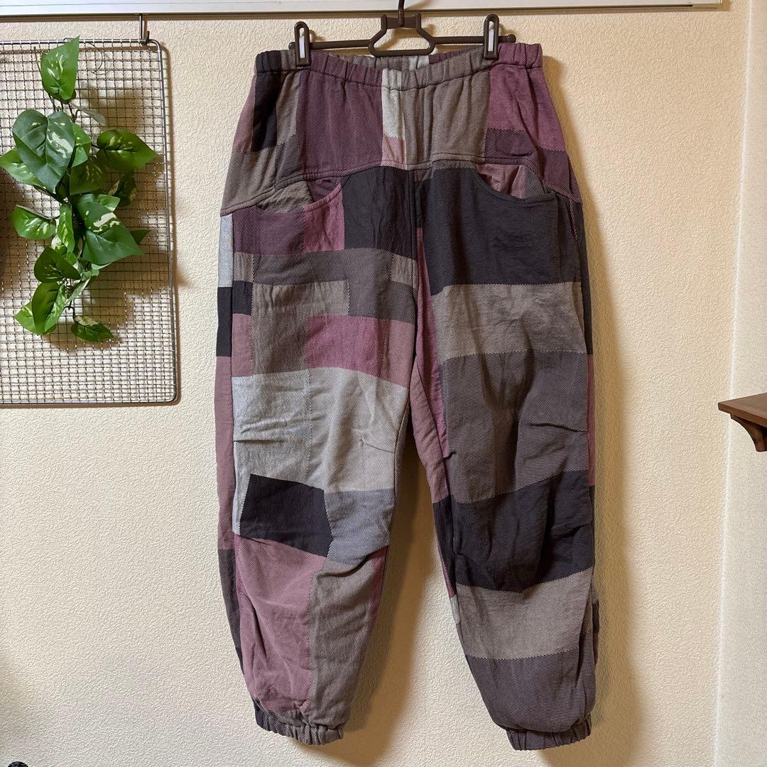 tamaki niime サルエルパンツ　ウエストゴム　ピンクチェック