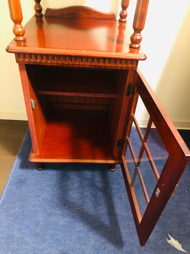 四国工芸　木製電話台・ファックス台 2段式 ブラウン