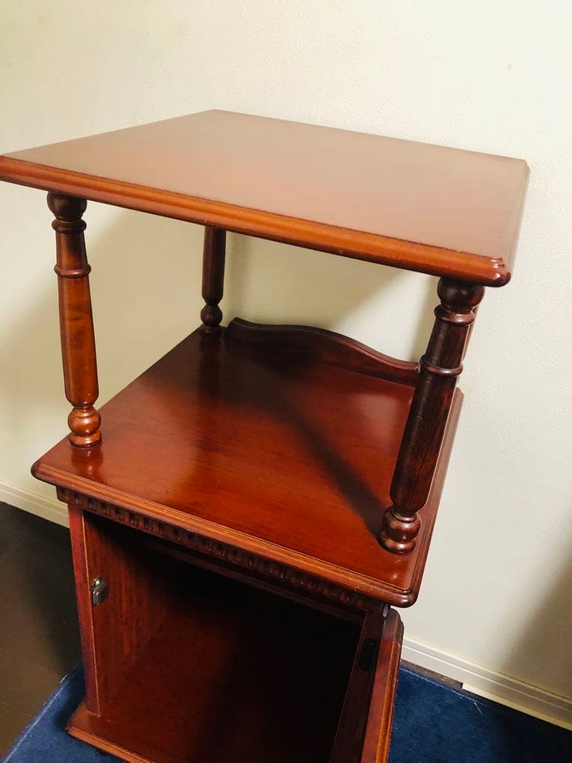 四国工芸　木製電話台・ファックス台 2段式 ブラウン