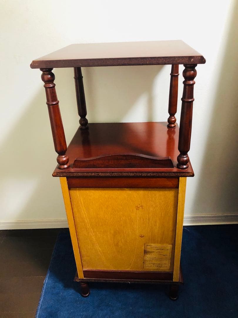 四国工芸　木製電話台・ファックス台 2段式 ブラウン