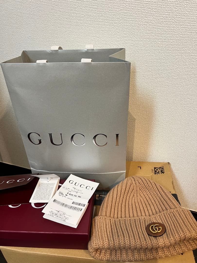 【新品・正規品】GUCCI ダブルG付き ウールカシミア キャップ