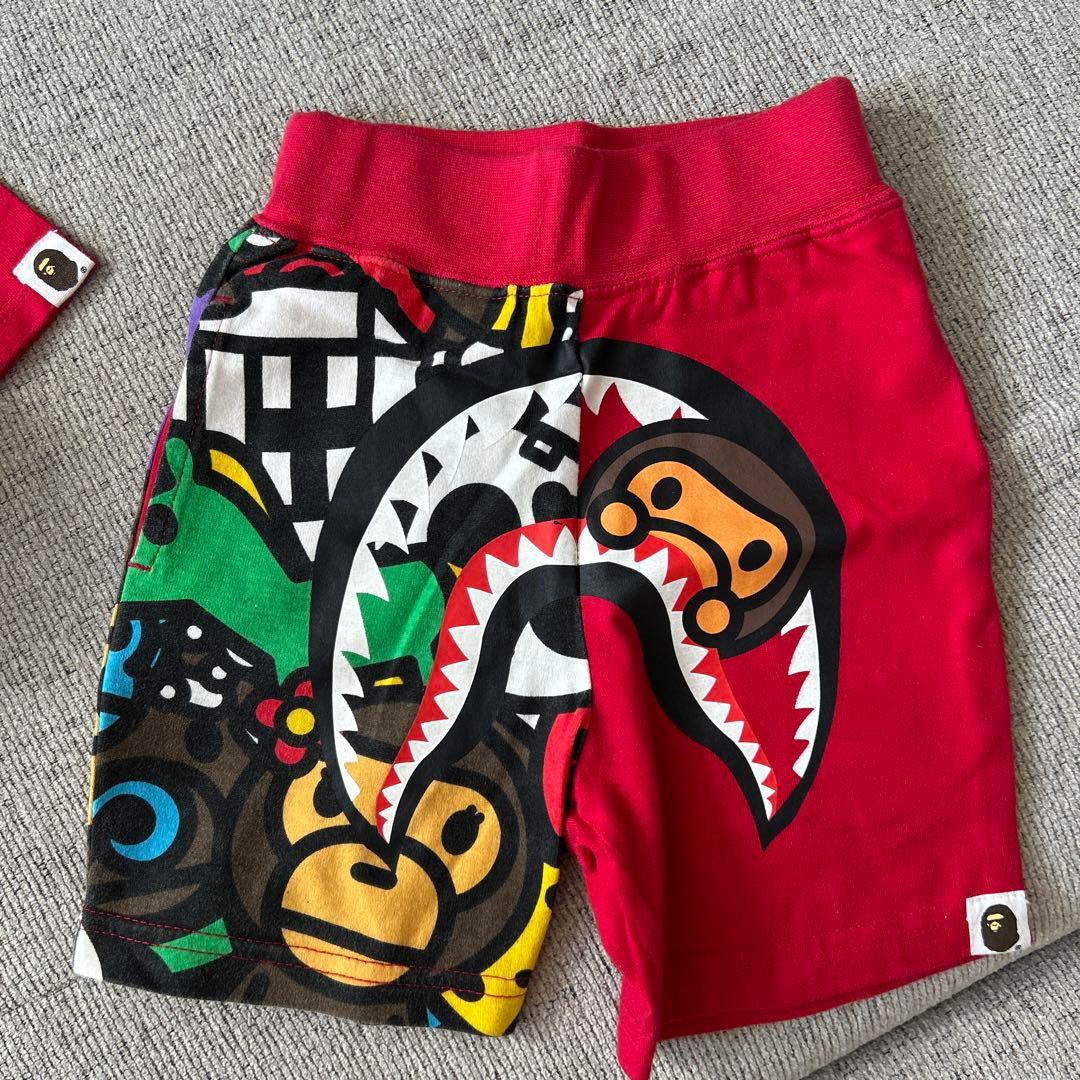 BAPEKIDSカラフルキャラクターTシャツ＆ショートパンツセット80cm正規品