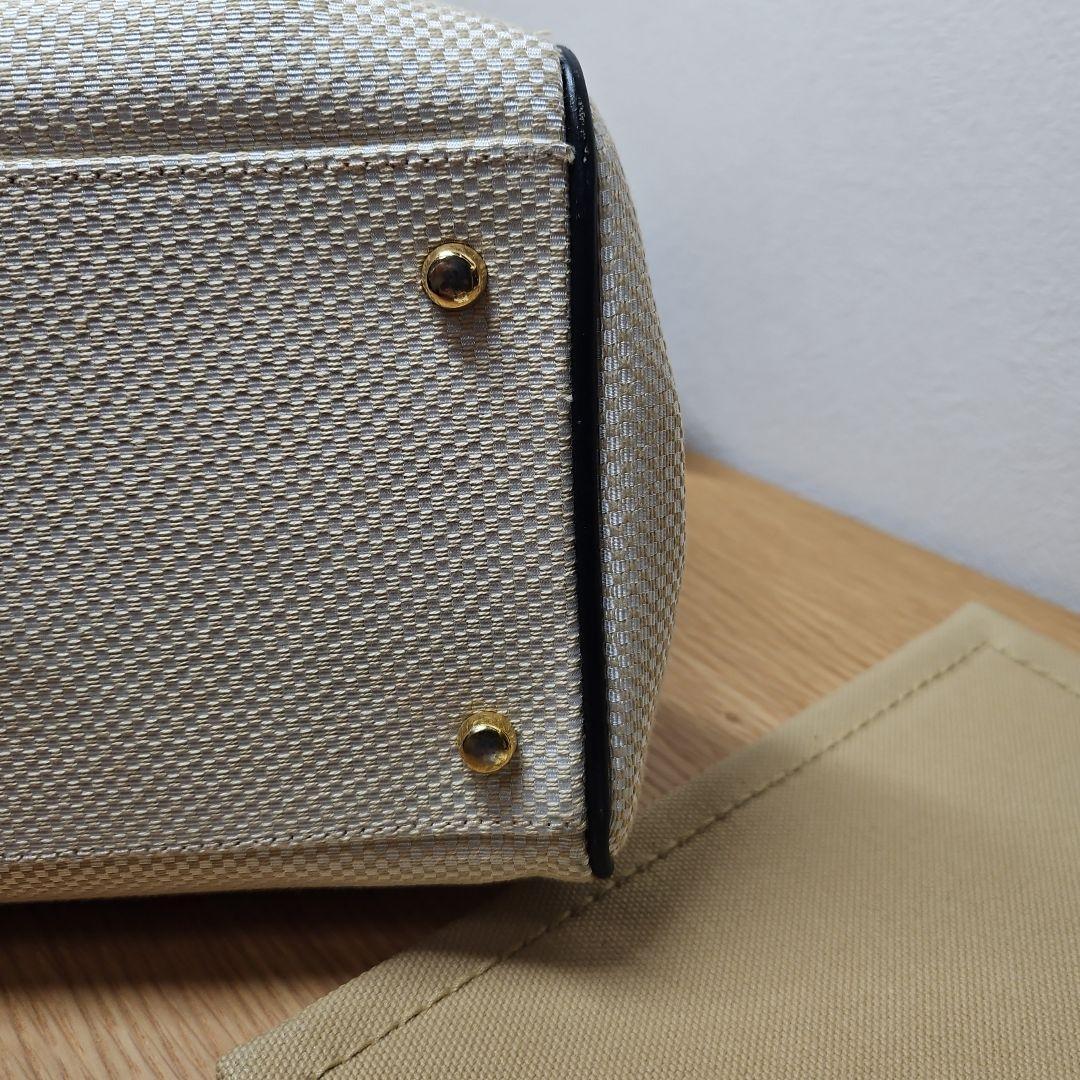 Chloe キャンバス レザー ハンドバッグ ブラック&ベージュ トートバッグ