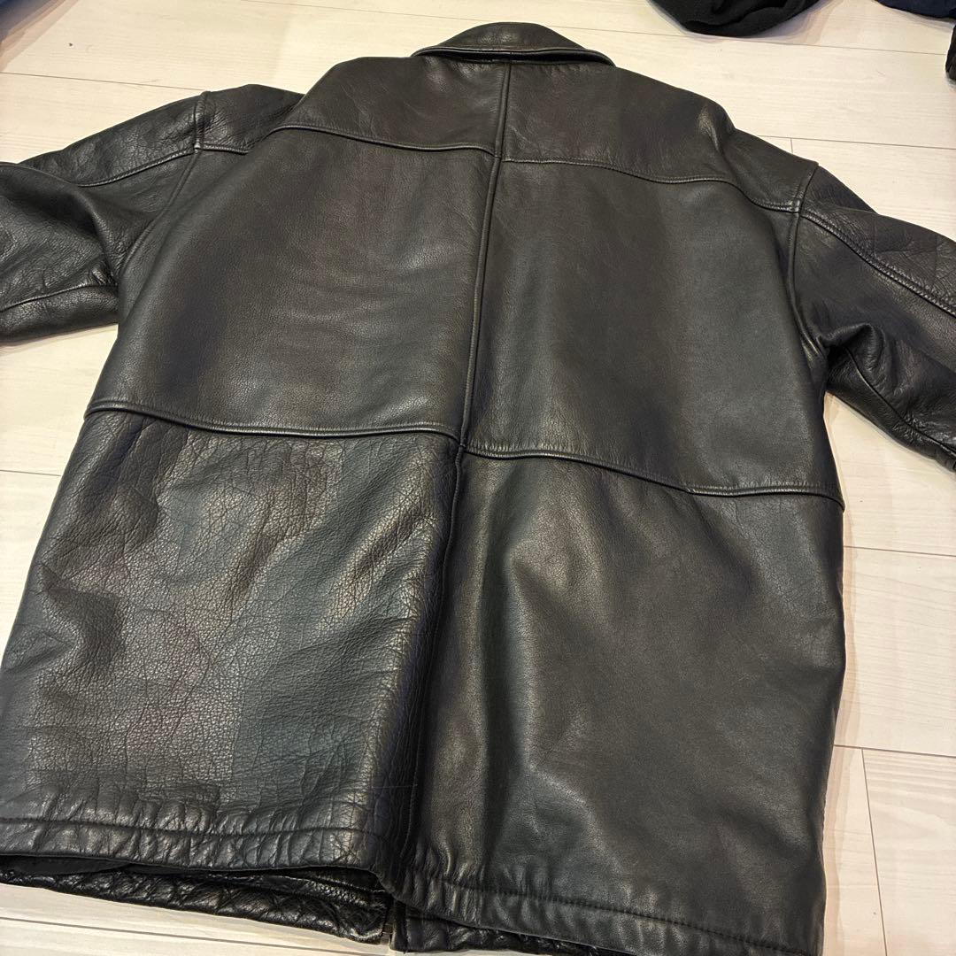 美品 ヴィンテージ レザーハンティングジャケット 本革 牛革 厚手 テック