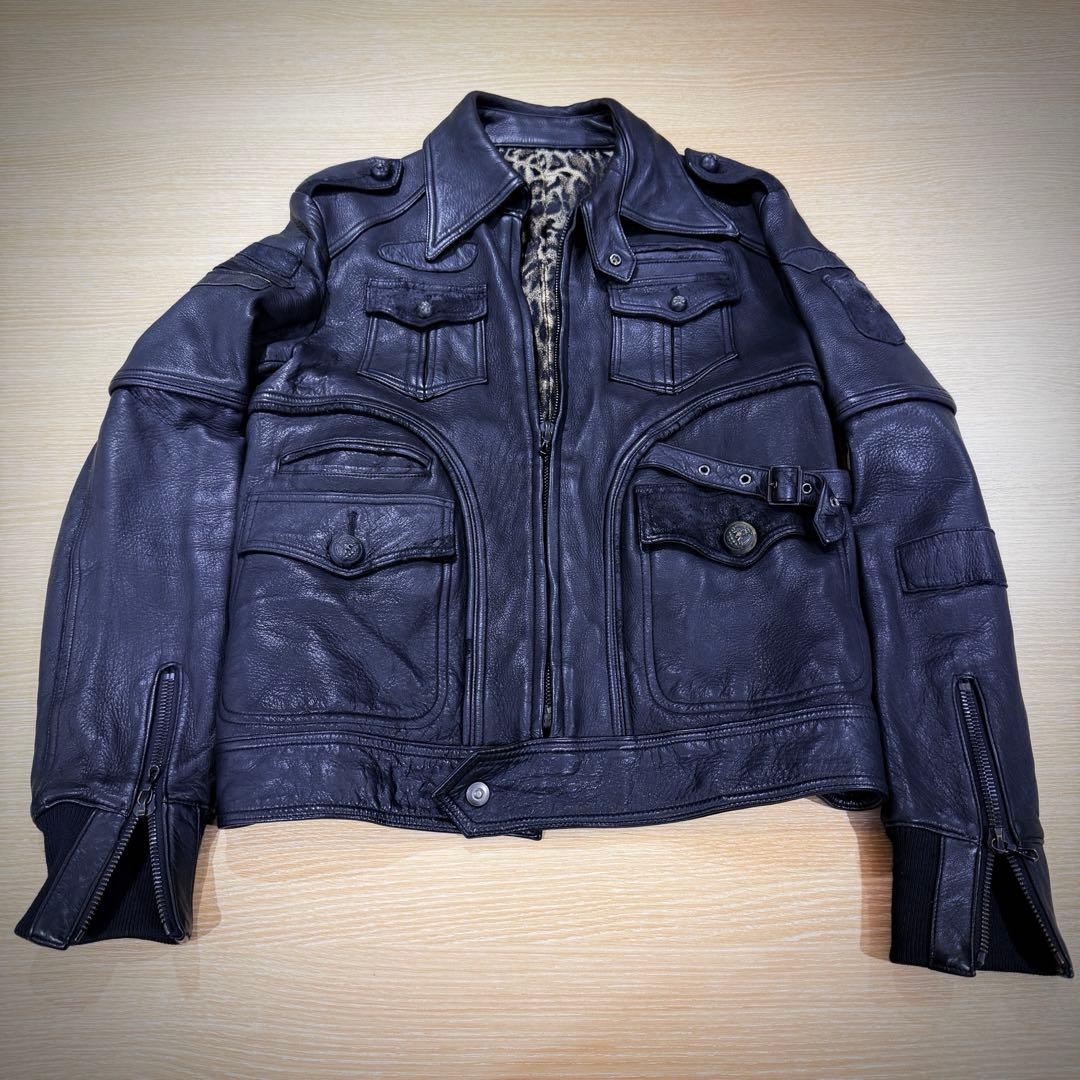 【美品】Roen ロエン ディアスキン シングル ライダースジャケット 44 黒