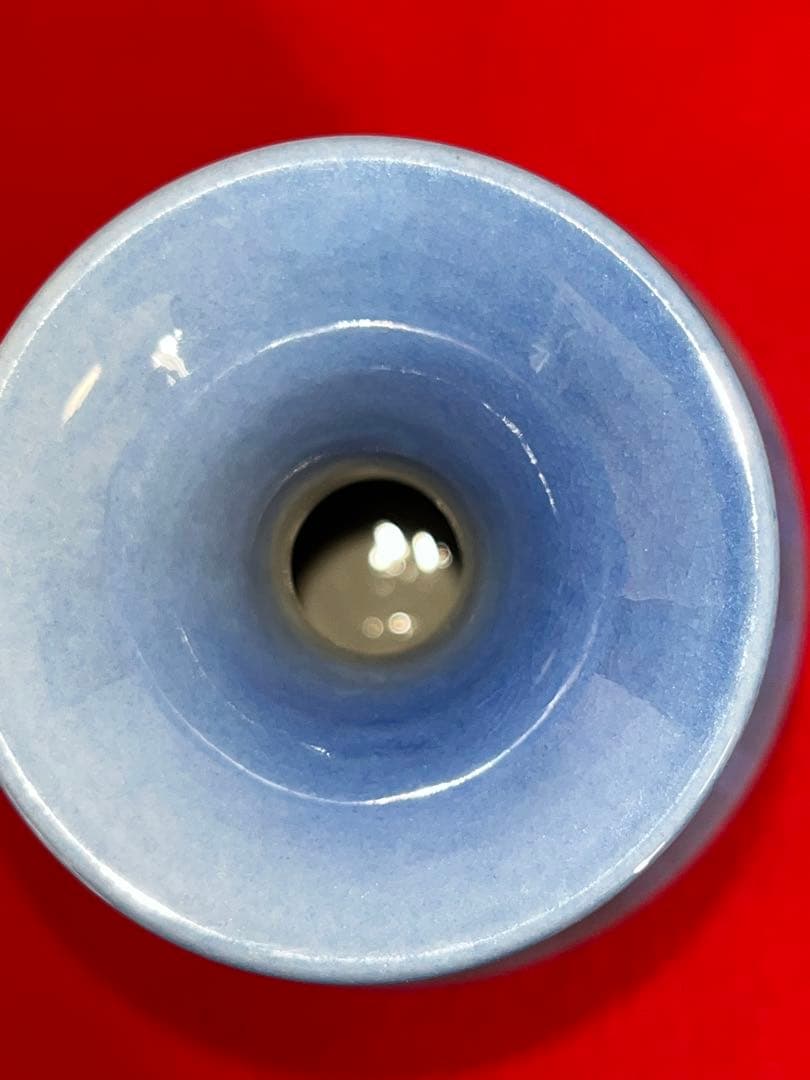 中田一於 淡青釉裏銀彩 花入 N40 日本工芸会正会員 九谷焼