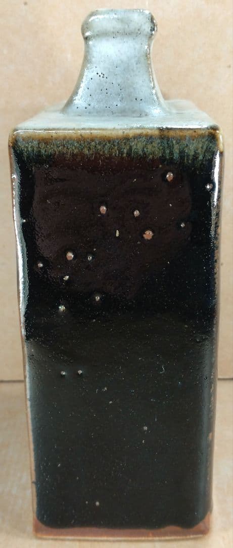 【本物保証】濱田庄司(浜田庄司) 掛分指描扁壷 共箱 人間国宝 益子焼 美品