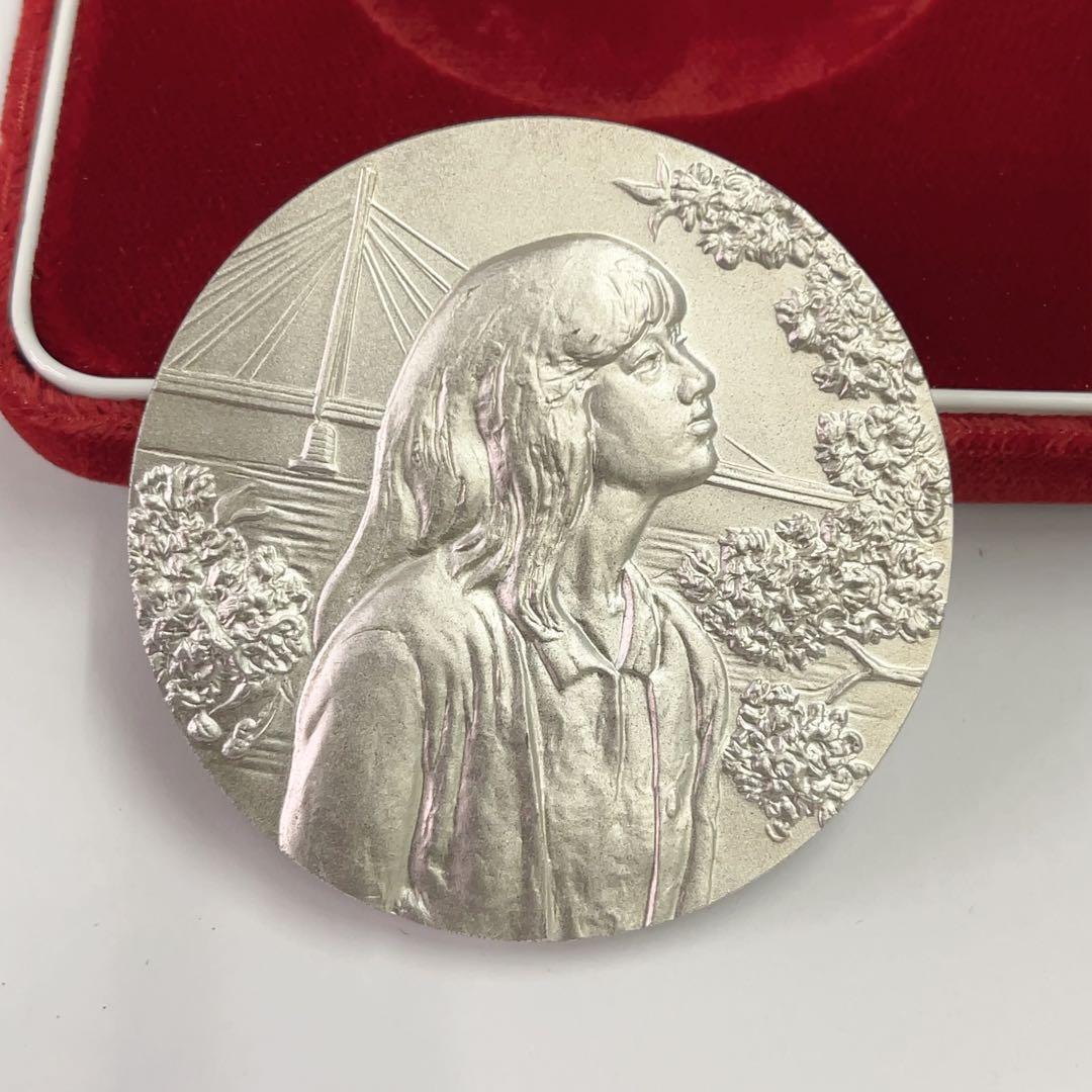 造幣局 昭和62年 純銀メダル 桜の通り抜け 品位証明 SV1000 箱付き