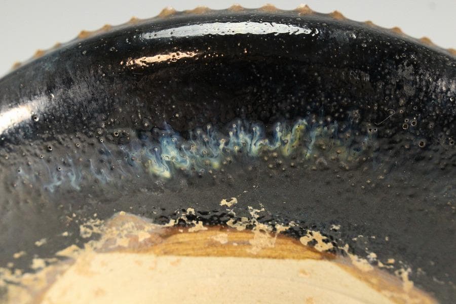 中国美術 黒釉 盤 φ15cm(K-LC189)