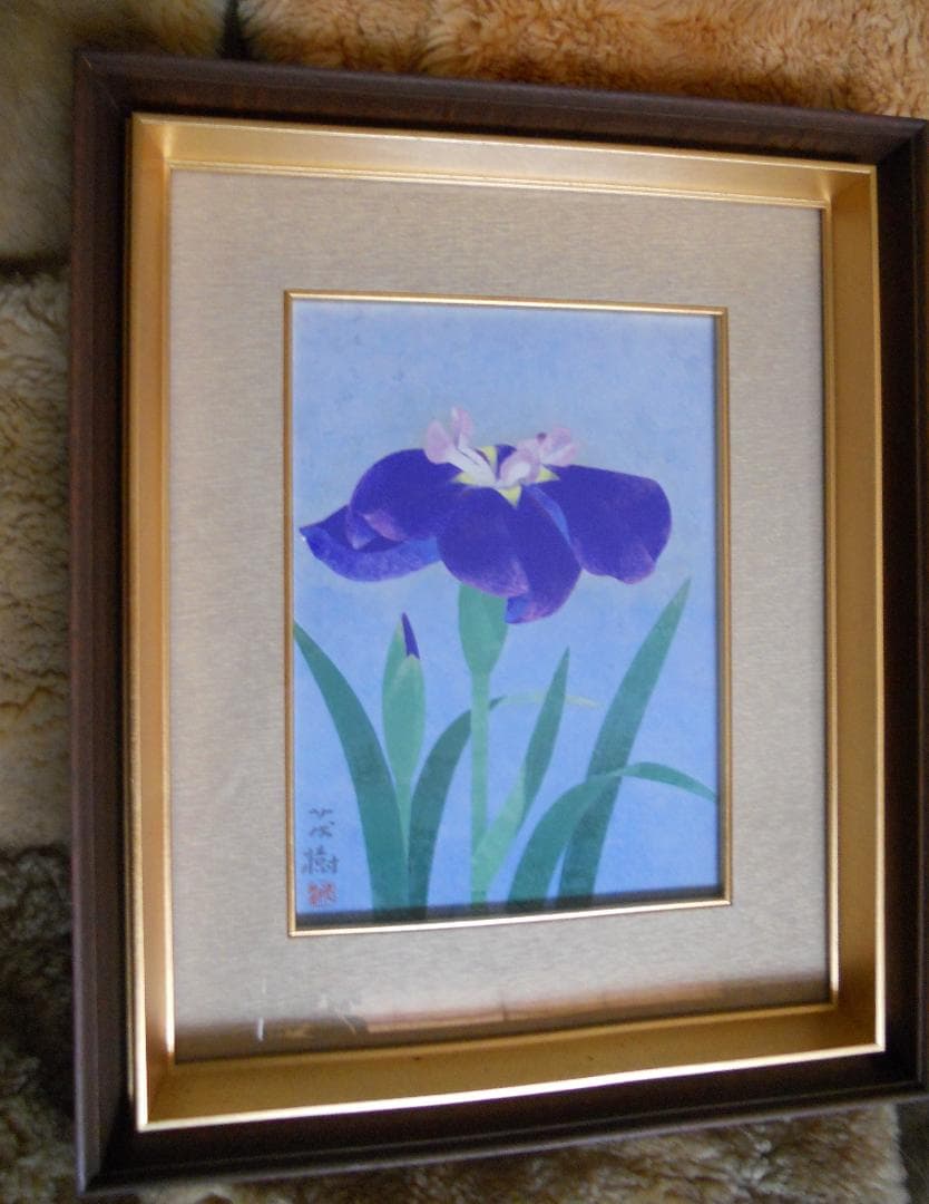 黒光茂樹 絵画 日本画 「 花菖蒲 」 昭和 モダニズム アート です。