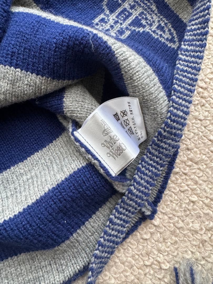 ヴィヴィアンウエスト ORB ウッドフラップ付ワッチ ニット帽 ネイビー グレー