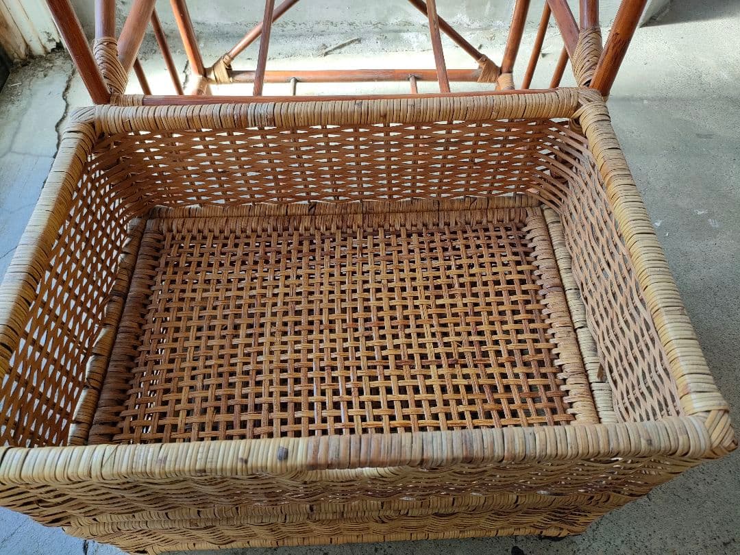 ●ヴィンテージ 籐 ラタン 4段 チェスト天然素材引き出しアジアン家具 和モダン