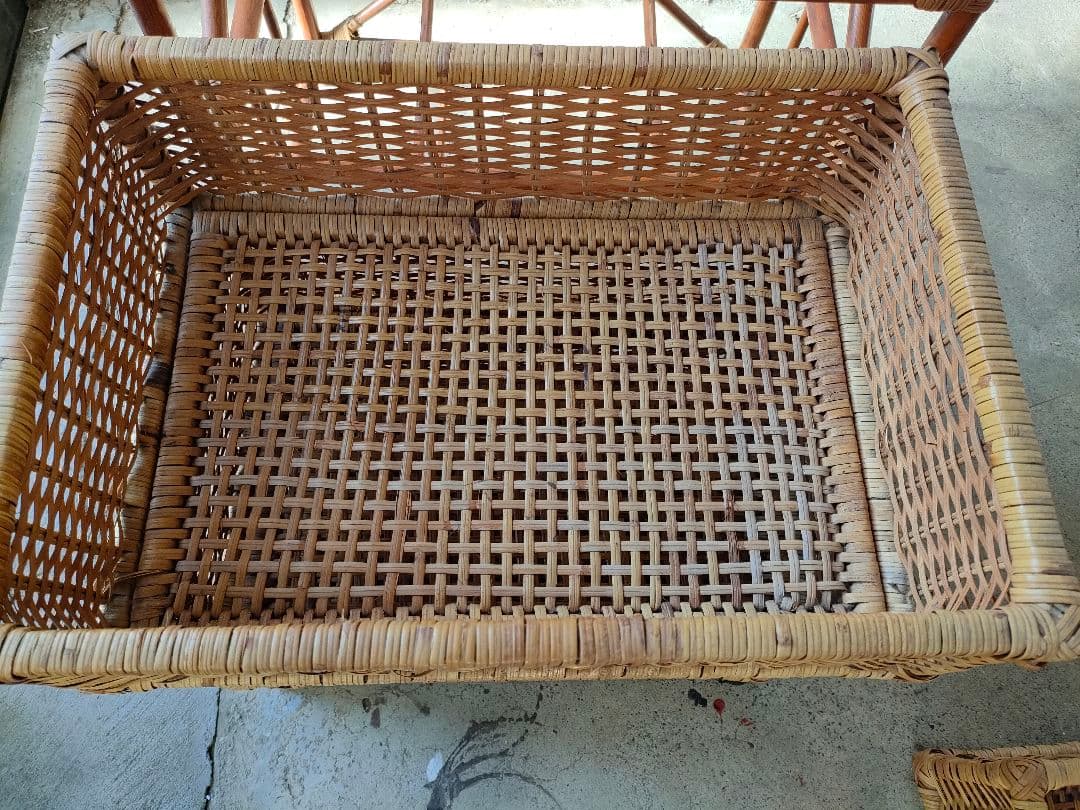 ●ヴィンテージ 籐 ラタン 4段 チェスト天然素材引き出しアジアン家具 和モダン